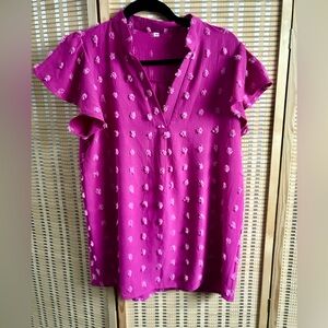 NWOT SIZE M Ruffled Swiss dot Top